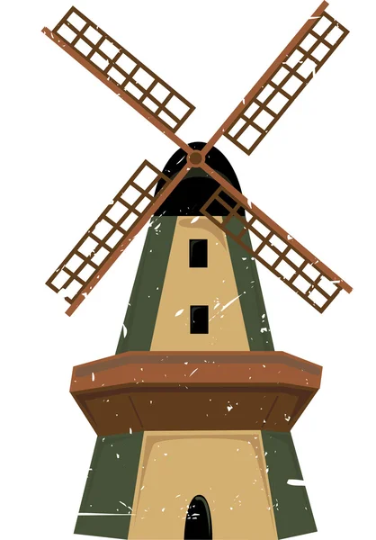 Ветряная мельница с акцентом на решетке — стоковый вектор