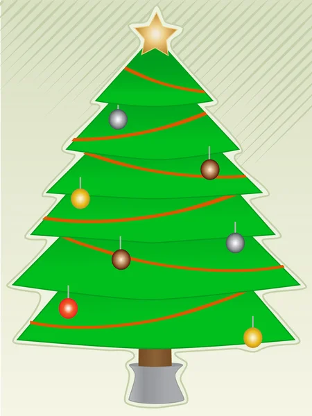 Árbol de Navidad con decoraciones ligeras — Vector de stock