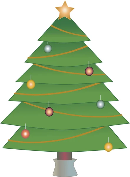 Christmas Tree with light decorations — Stock Vector