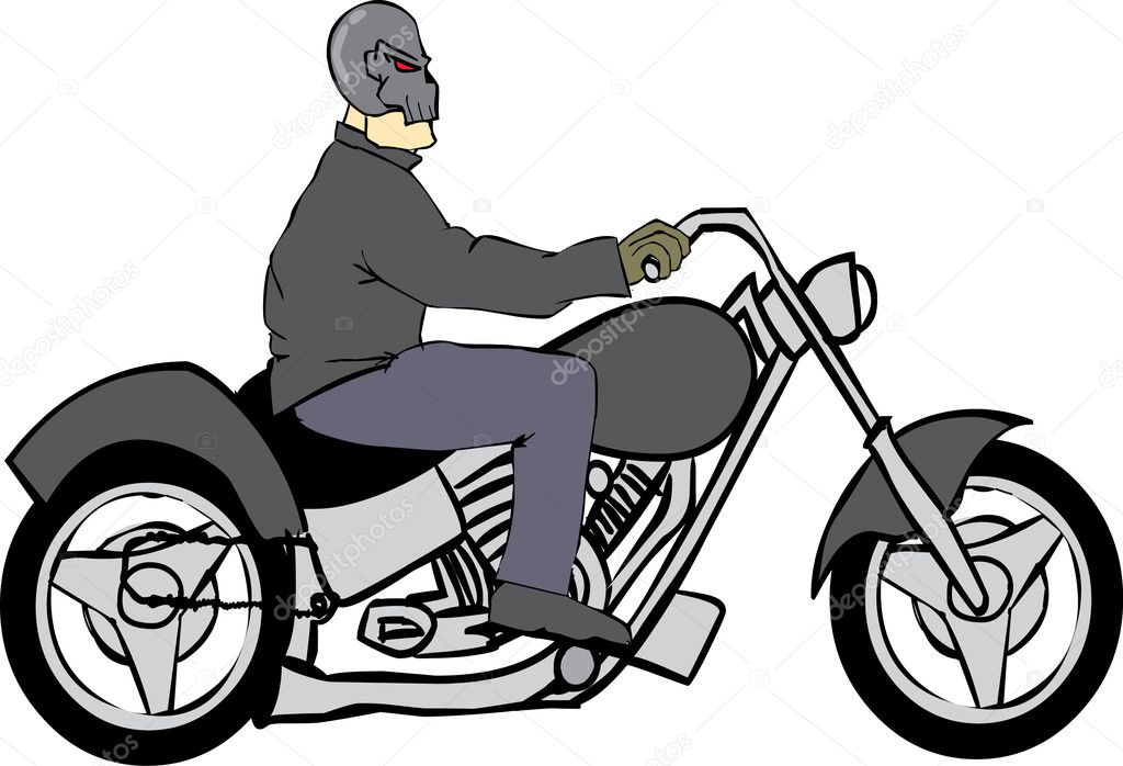 Bike Rider with Skull Helmet