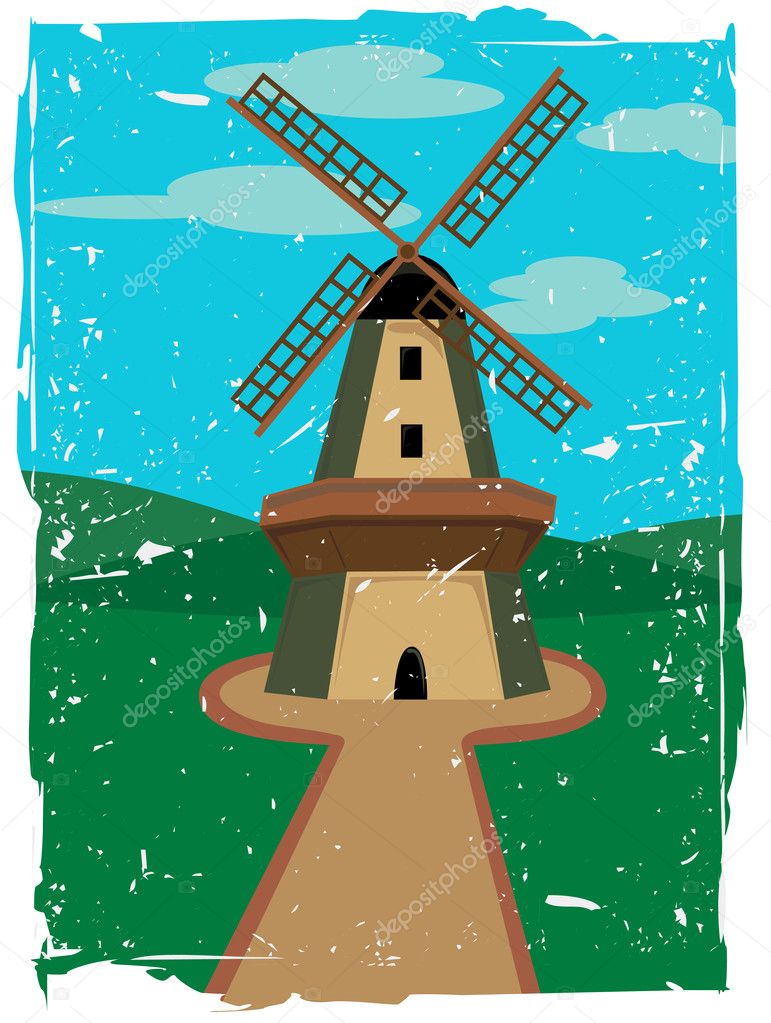 Windmill in isolated in the countryside