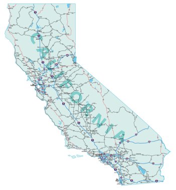California Interstate Highway Map clipart