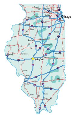 Illinois State Road Map clipart