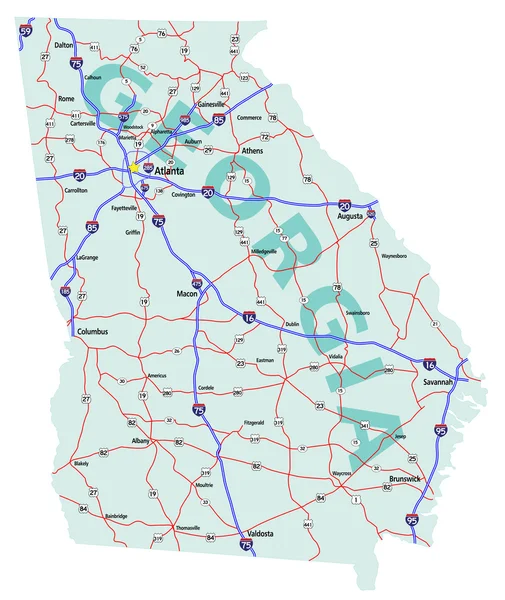 Georgien state interstate map — Stockvektor