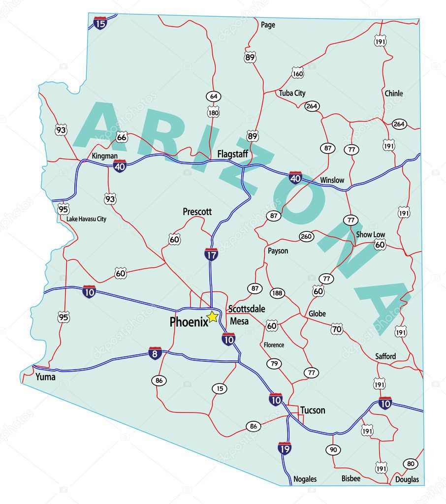 Arizona State Interstate Map