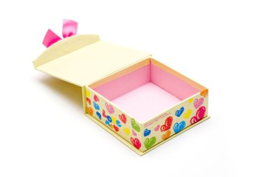 Opened hand-made yellow gift box clipart