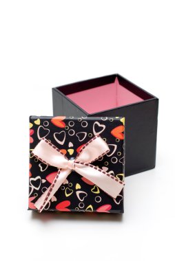 Opened hand-made black gift box clipart