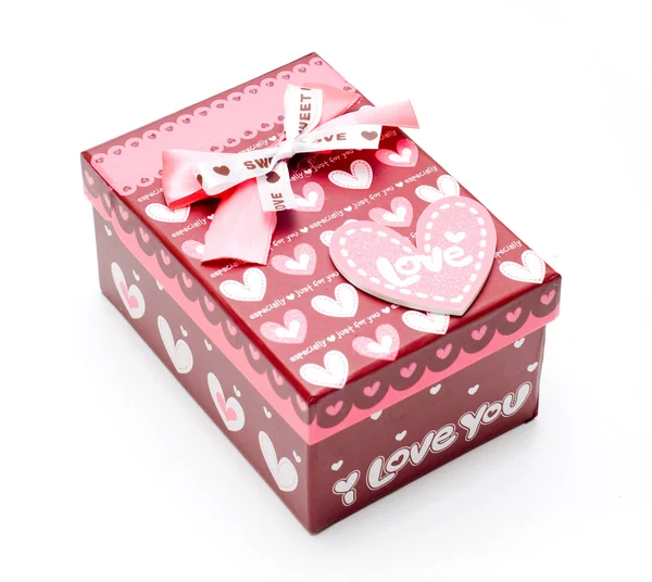 Beautiful hand-made red gift box — Stock Photo, Image
