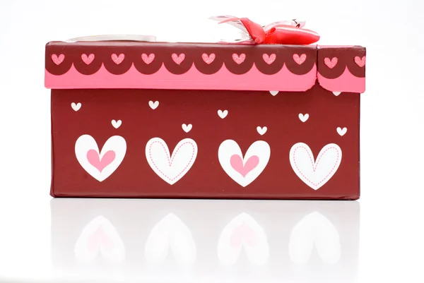 Beautiful hand-made red gift box — Stock Photo, Image