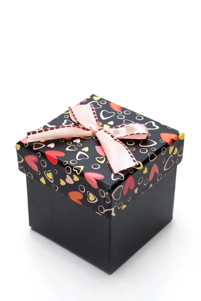 Beautiful hand-made black gift box — Stock Photo, Image