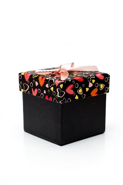 Beautiful hand-made black gift box isola — Stock Photo, Image