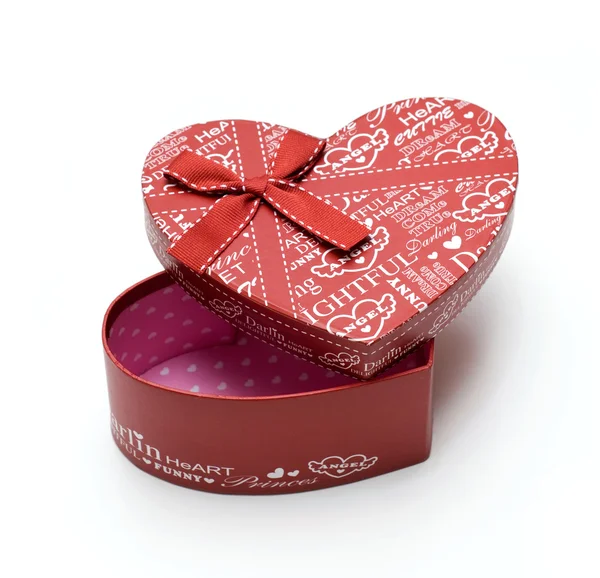 Abierto Hermosa caja de regalo roja hecha a mano — Foto de Stock