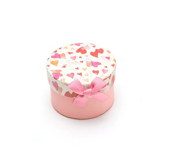 Beautiful hand-made pink gift box — Stock Photo, Image
