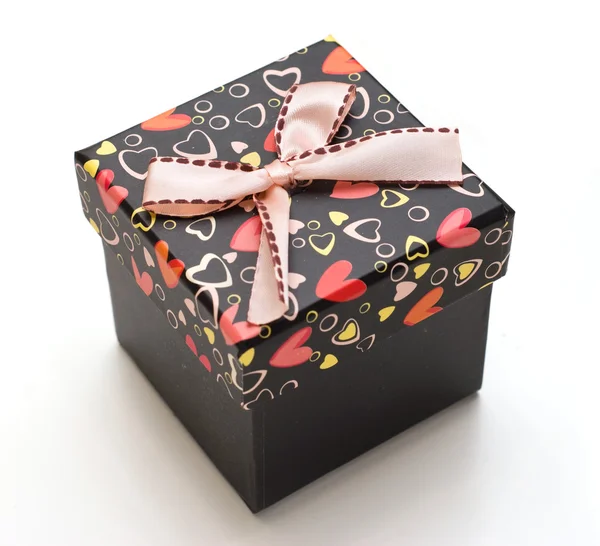 Güzel el yapımı siyah hediye kutusu — Stok fotoğraf