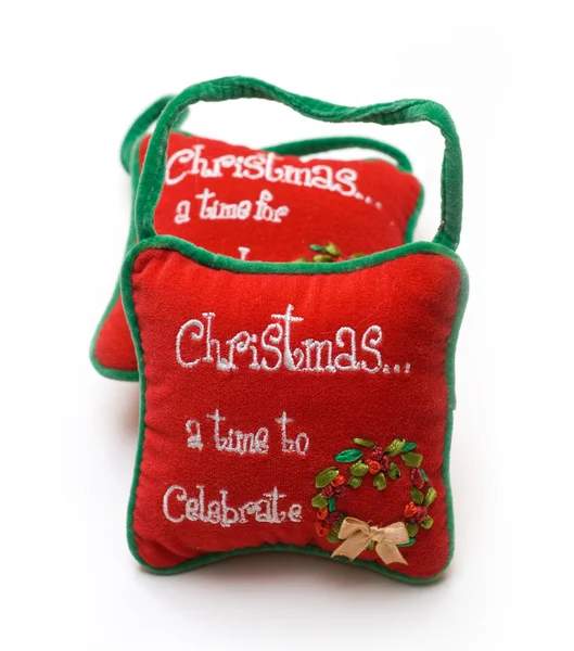 Duas almofadas vermelhas para o Natal — Fotografia de Stock
