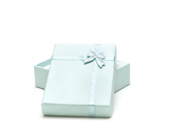 Caixa de presente azul ou fita isolada — Fotografia de Stock