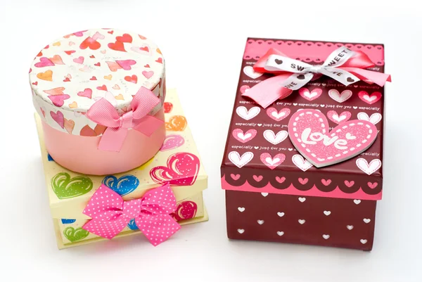Three hand-made gift boxes isolated — Stock Photo, Image