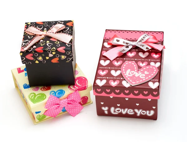 Drei schöne handgemachte Geschenk-Box — Stockfoto