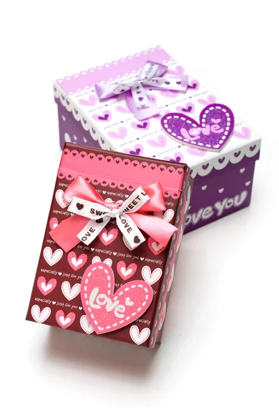 Two hand-made gift box isolated — Stock Photo, Image