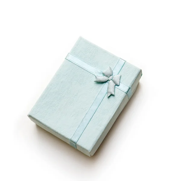 Coffret cadeau bleu ou ruban isolé — Photo