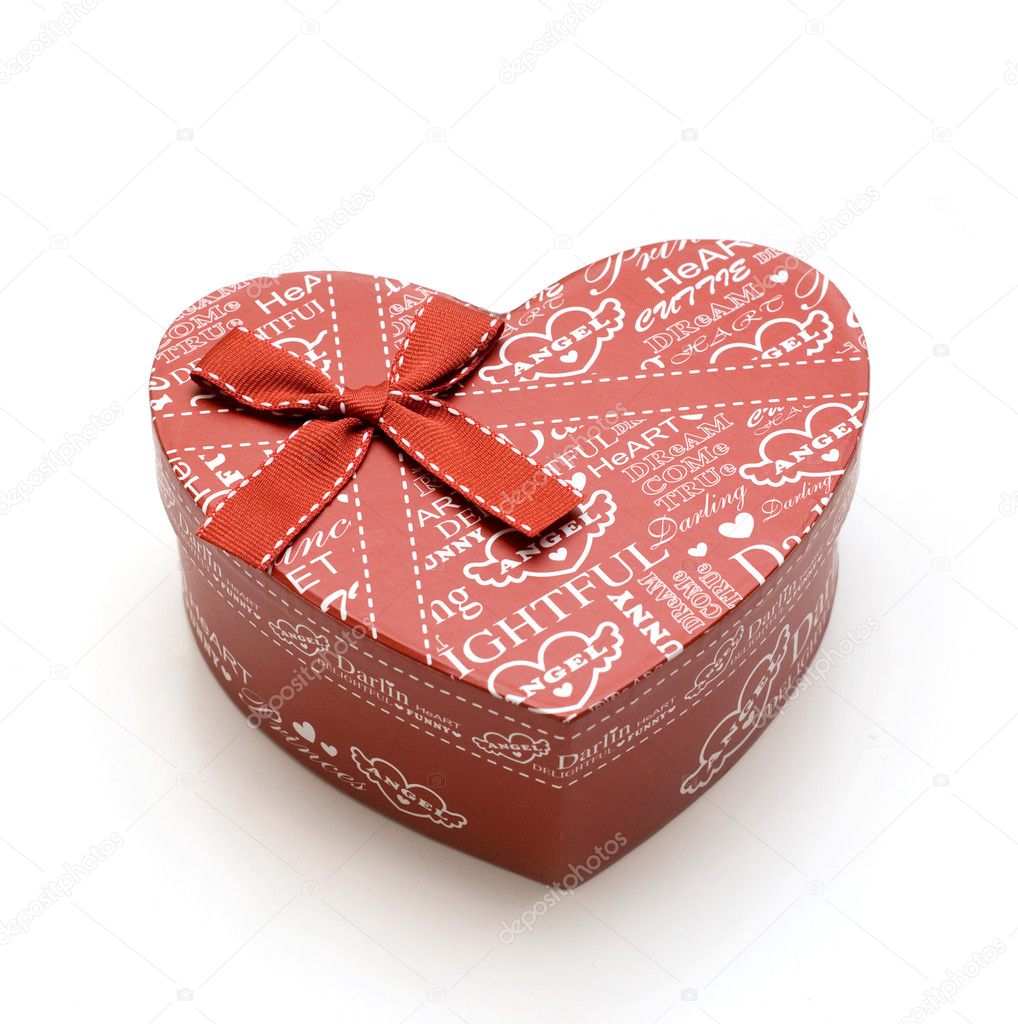 Hand-made red heart gift box