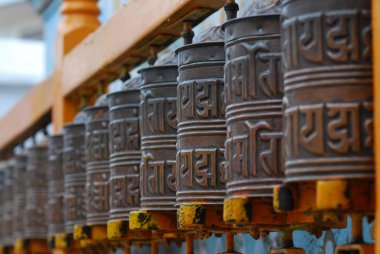 Tibetan Buddhism prayer wheels clipart