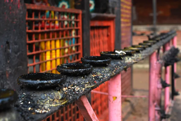 Temple candleholders at nepal — Stock Photo, Image