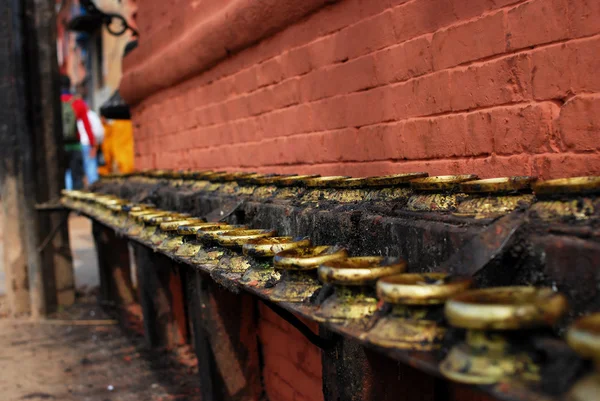 Temple candleholders at nepal — Stock Photo, Image