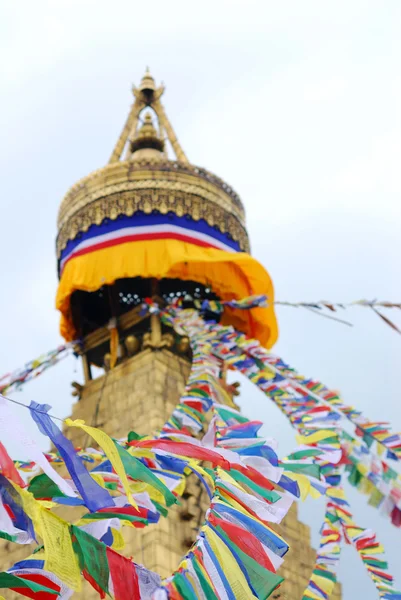 Bodhnath stuba flama bayrakları — Stok fotoğraf