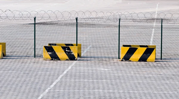 stock image Metal fence and Restricted Area Sign