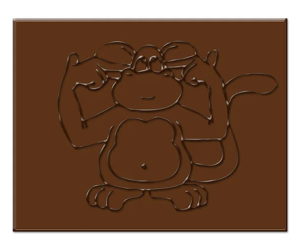 卡通猴子形状巧克力 — 图库照片