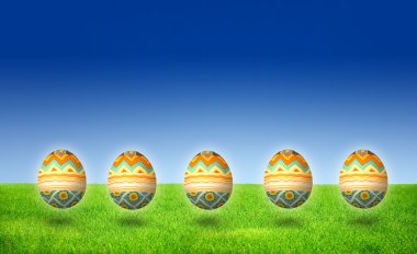 Colorful Easter Egg Hunt with striped clipart