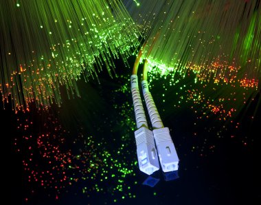 Network cable with fiber optical clipart