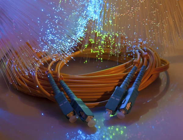 Network cable with fiber optical — Stock Photo, Image