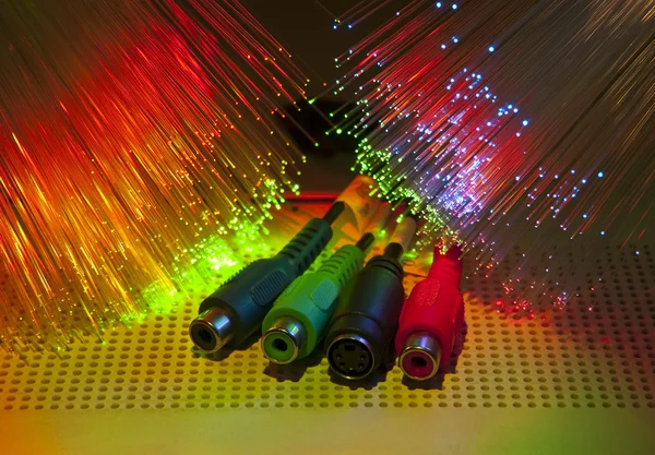 Media plug with fiber optical — Stock Photo, Image
