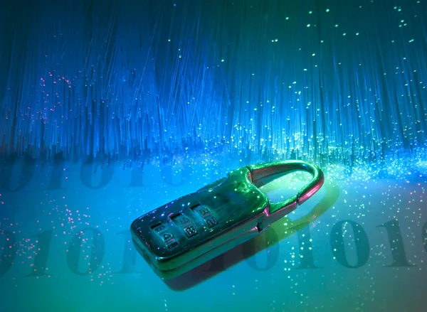 Segurança de dados com fibra óptica — Fotografia de Stock