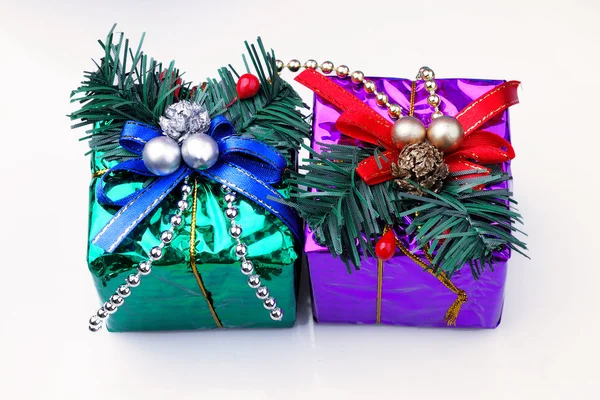 Karácsonyi dekoráció jelen box — Stock Fotó