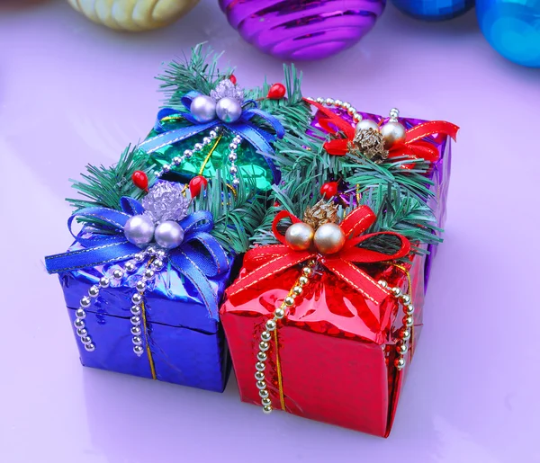 Jul dekoration nuvarande box — Stockfoto