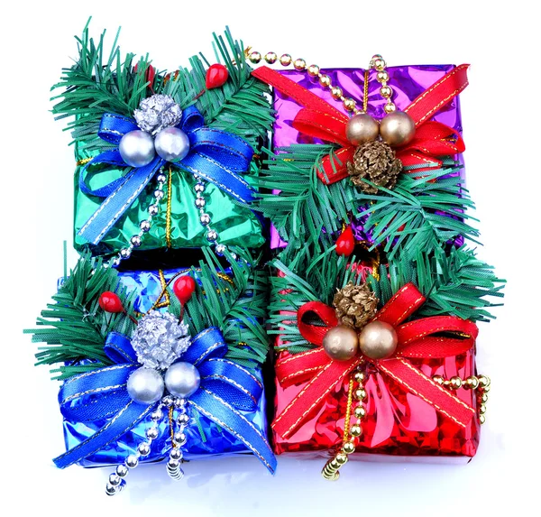 Karácsonyi dekoráció jelen box — Stock Fotó