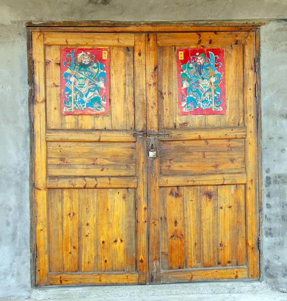 stock image Wall of ancient wooden barn with door