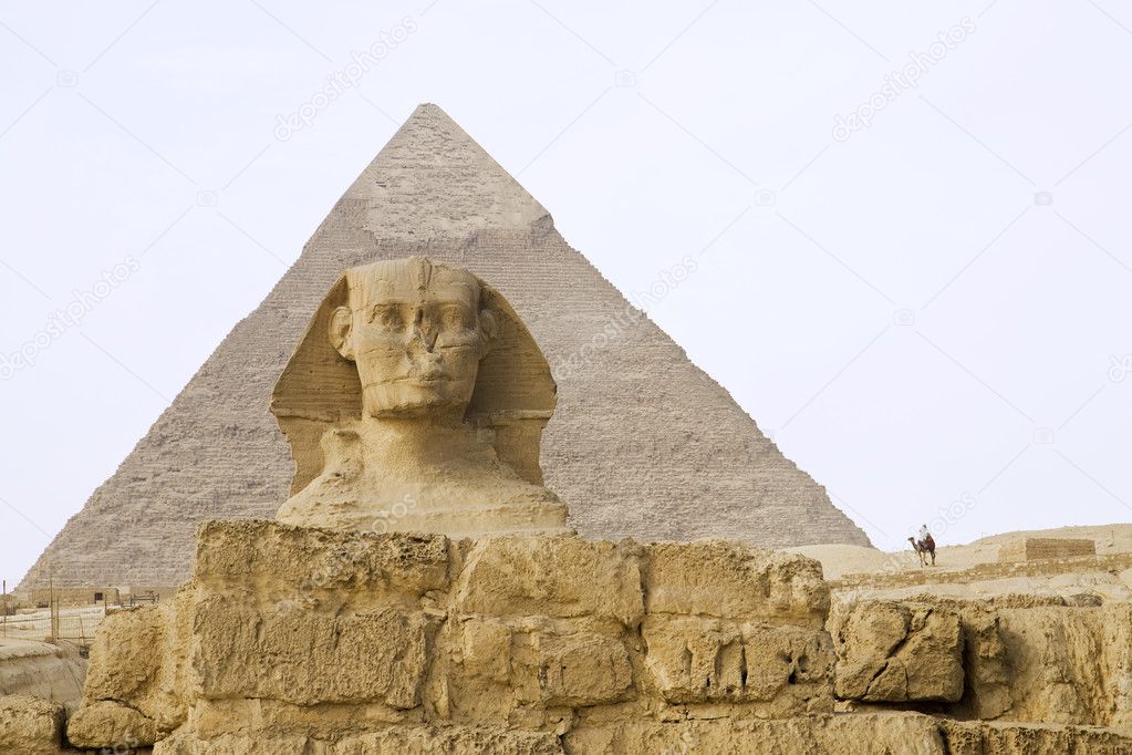 Egyptian Sphinx with pyramid