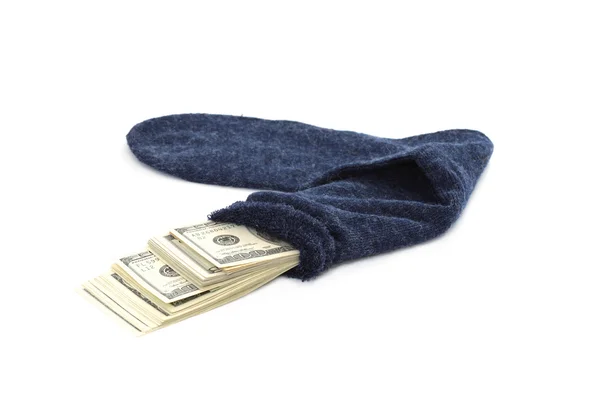 Деньги в носке — стоковое фото