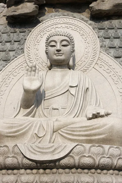 Stone Buddha Statue at temple in jinan, — Stock Photo, Image