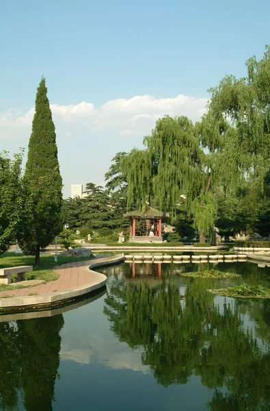 A ház és a kínai kert pavilon — Stock Fotó