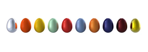 A színes tojásokat sorban — Stock Fotó
