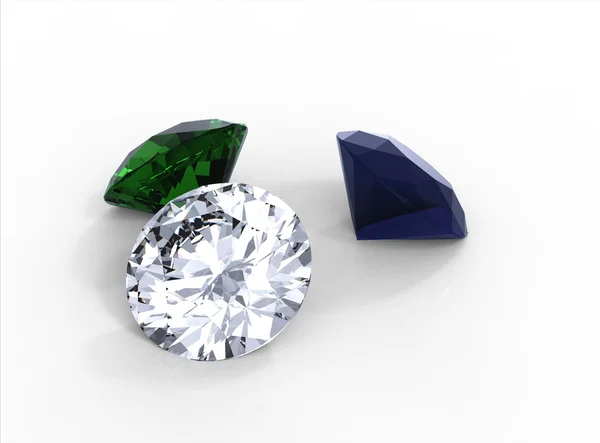 Drie diamanten met schaduwen — Stockfoto