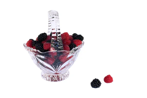 Glass basket full of berries — Stock Photo, Image
