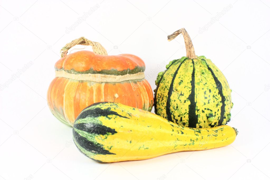 Three decorative gourds