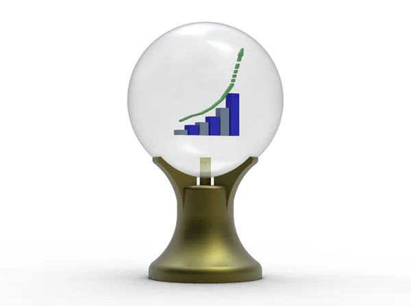 Previsão de negócios com bola de cristal — Fotografia de Stock