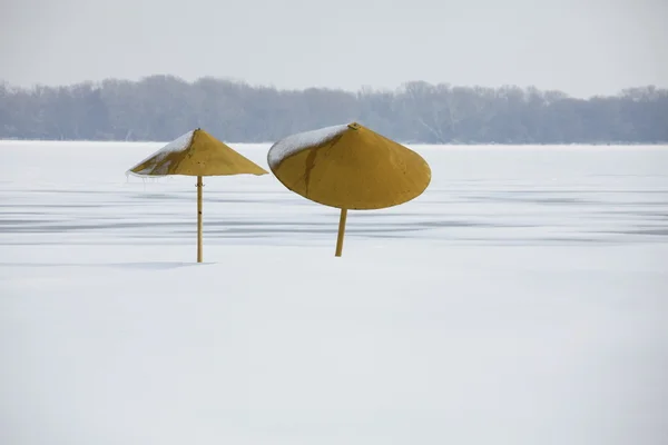 Зимний пляж — стоковое фото